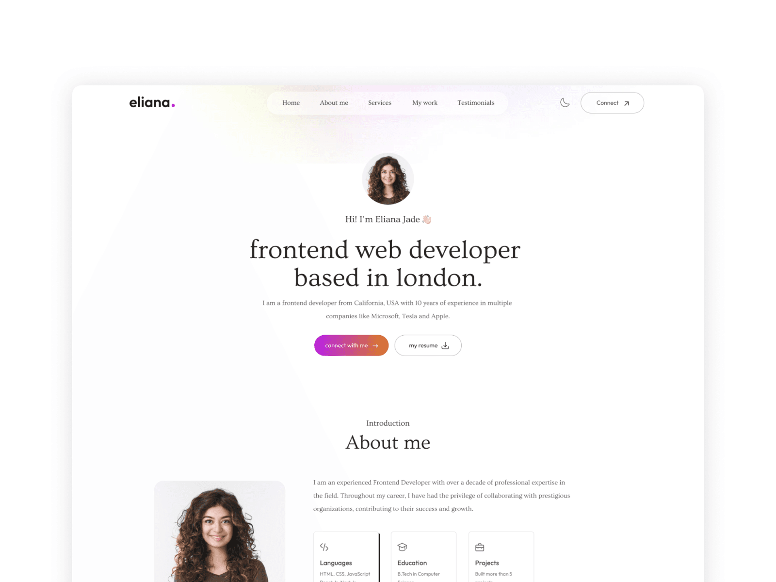 Eliana - React JS Portfolio Template Screenshot 1