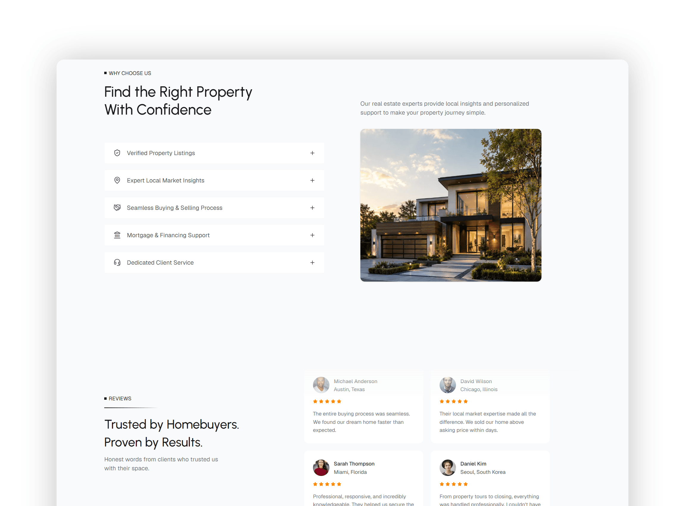 Horizontal scroll gallery section presenting high resolution property images and interior designs of luxury homes