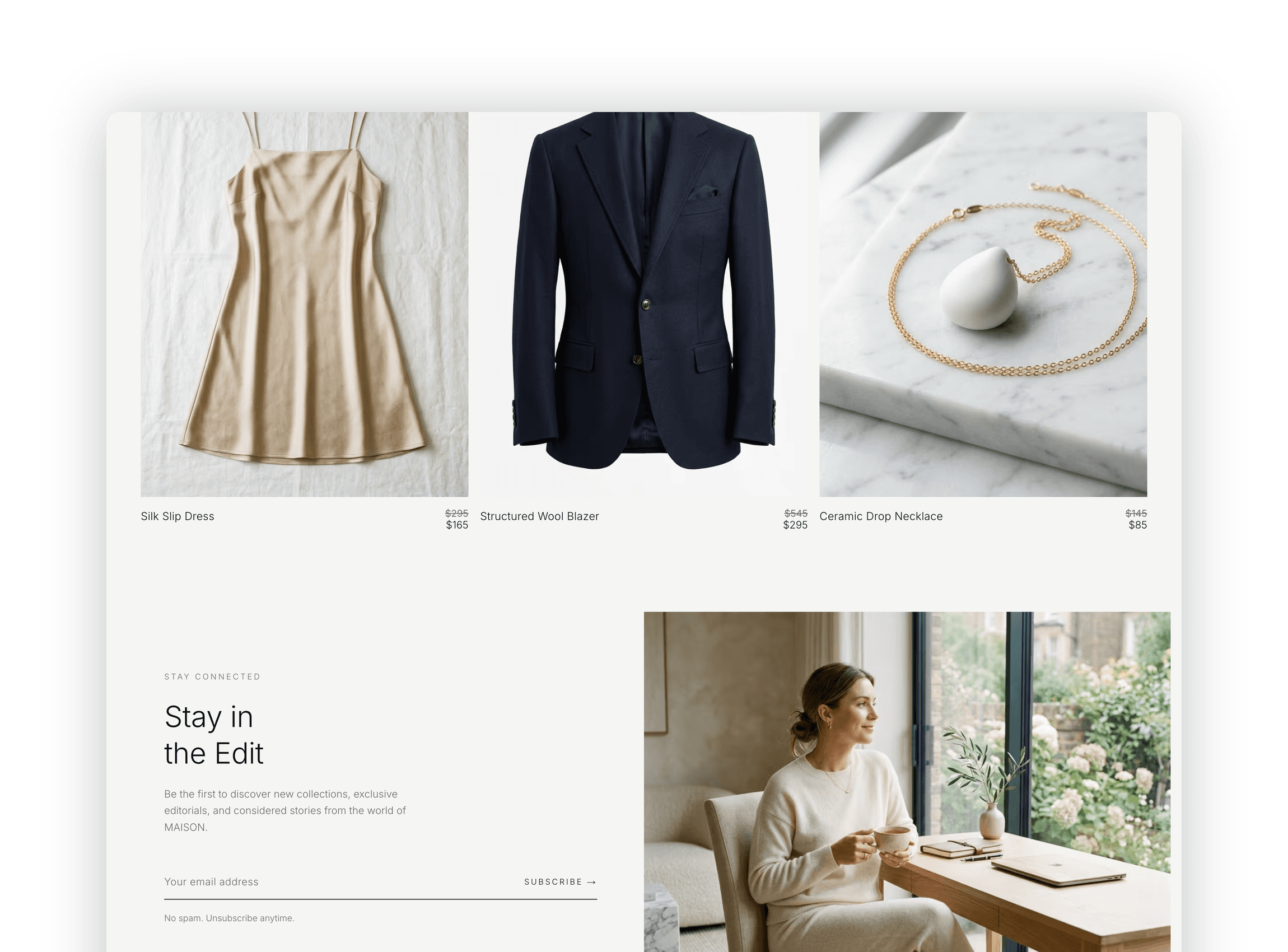 Online shop catalog page with responsive category filtering, sorting selectors and a clean search input layout