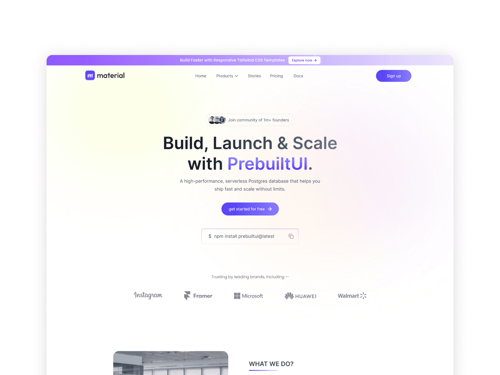 Material - React JS Landing Page Template Screenshot 1