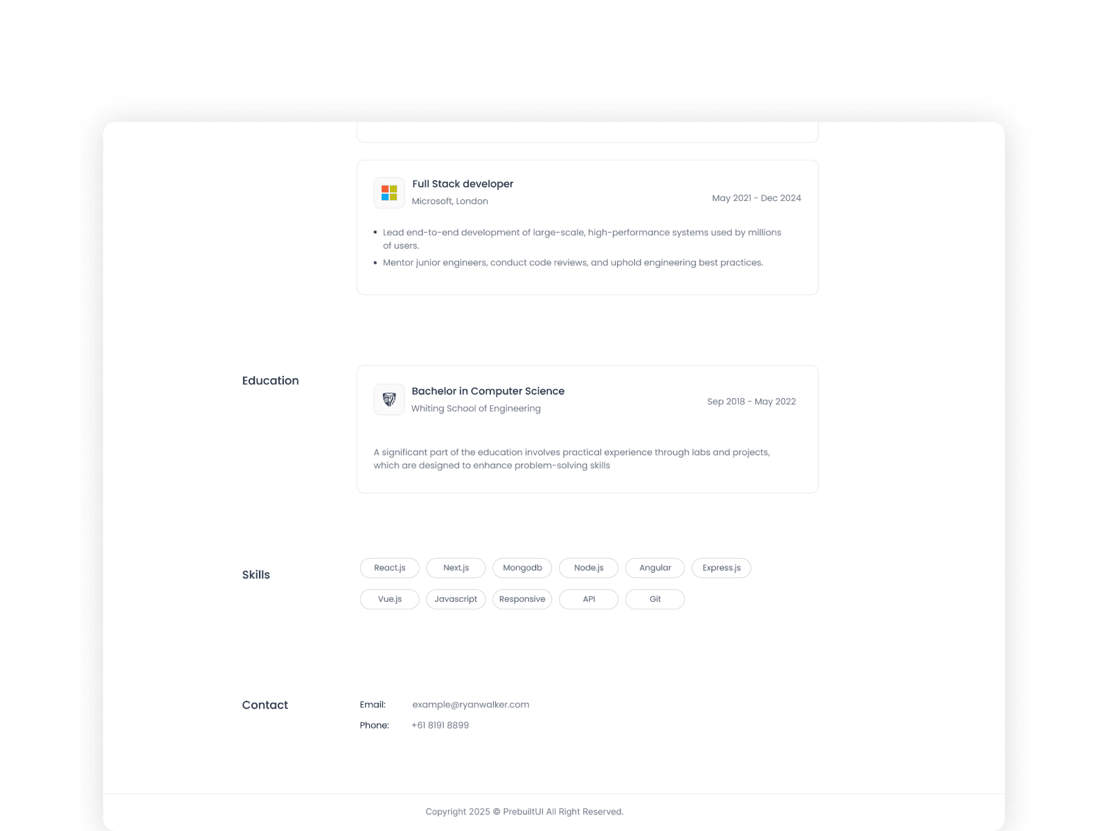 Ryan - React JS Portfolio Template Screenshot 3