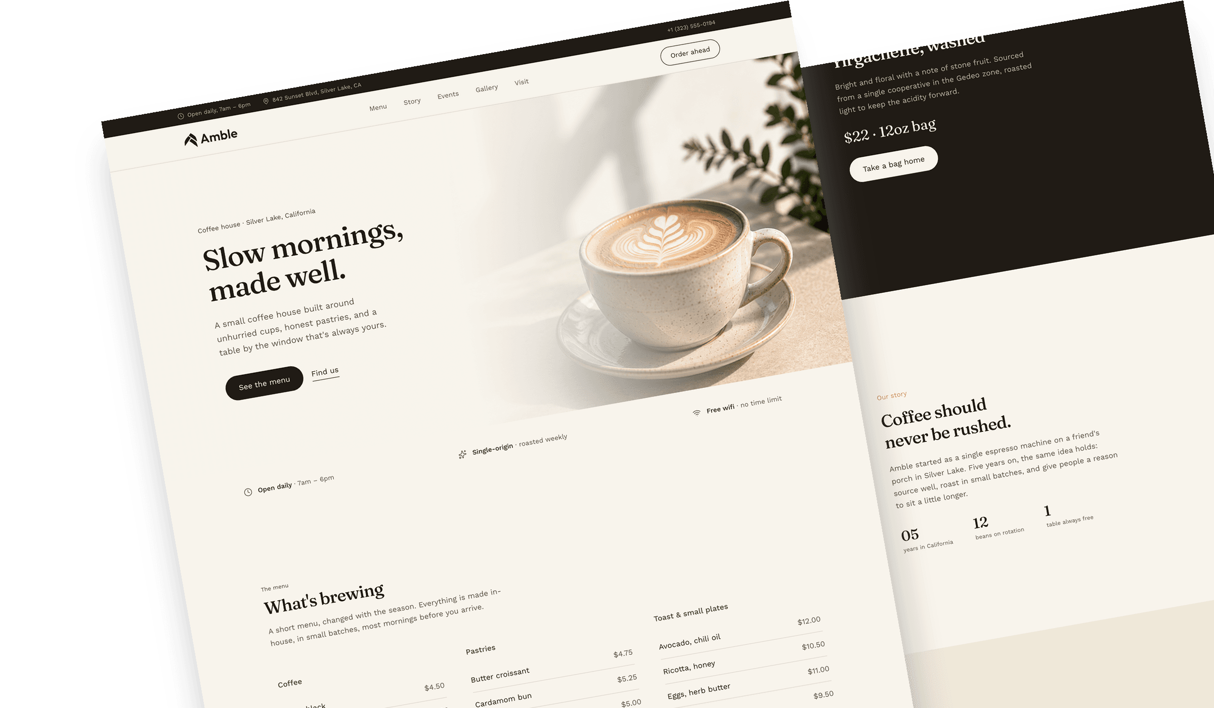Amble - React JS Cafe Website Template