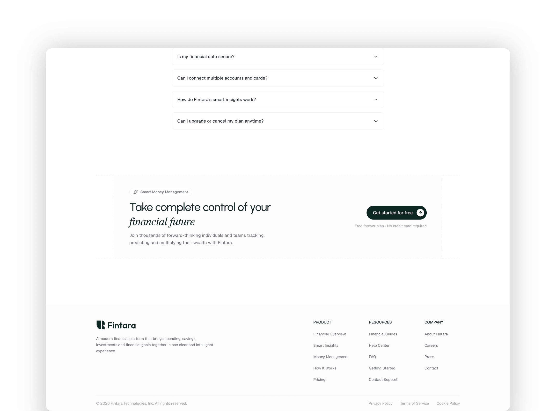 Call to action banner and footer