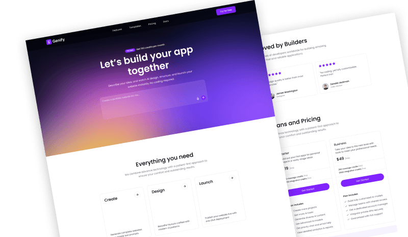 Genify - AI Website Builder React JS Template