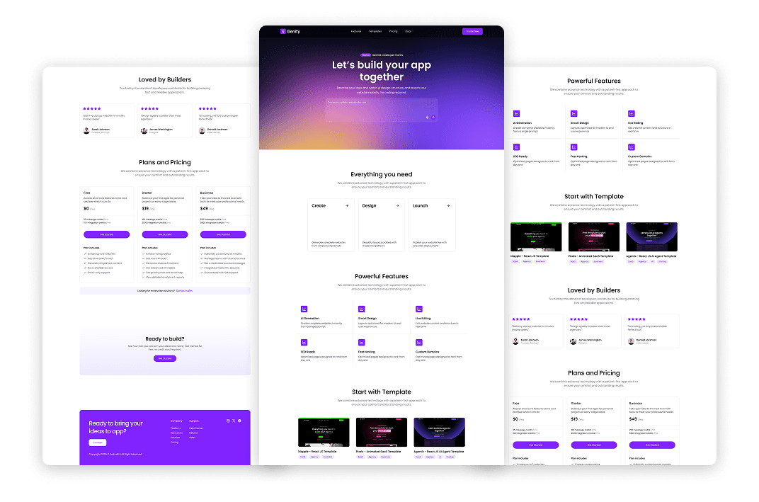 Genify - AI Website Builder React JS Template