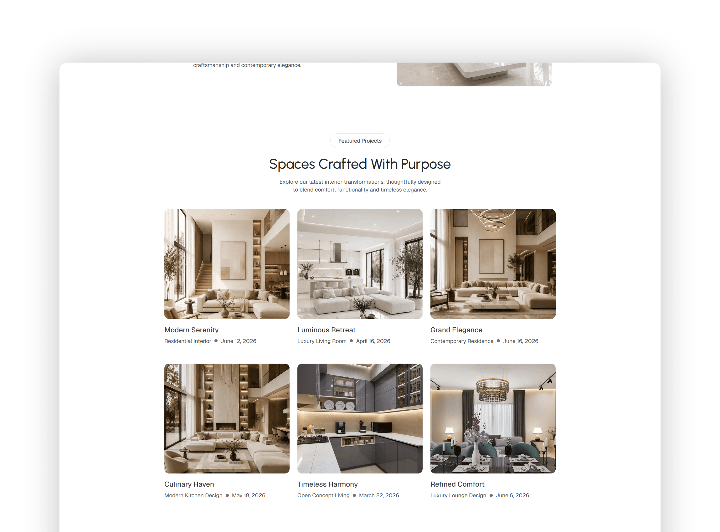 Services overview layout presenting list of design solutions with interactive image previews on hover