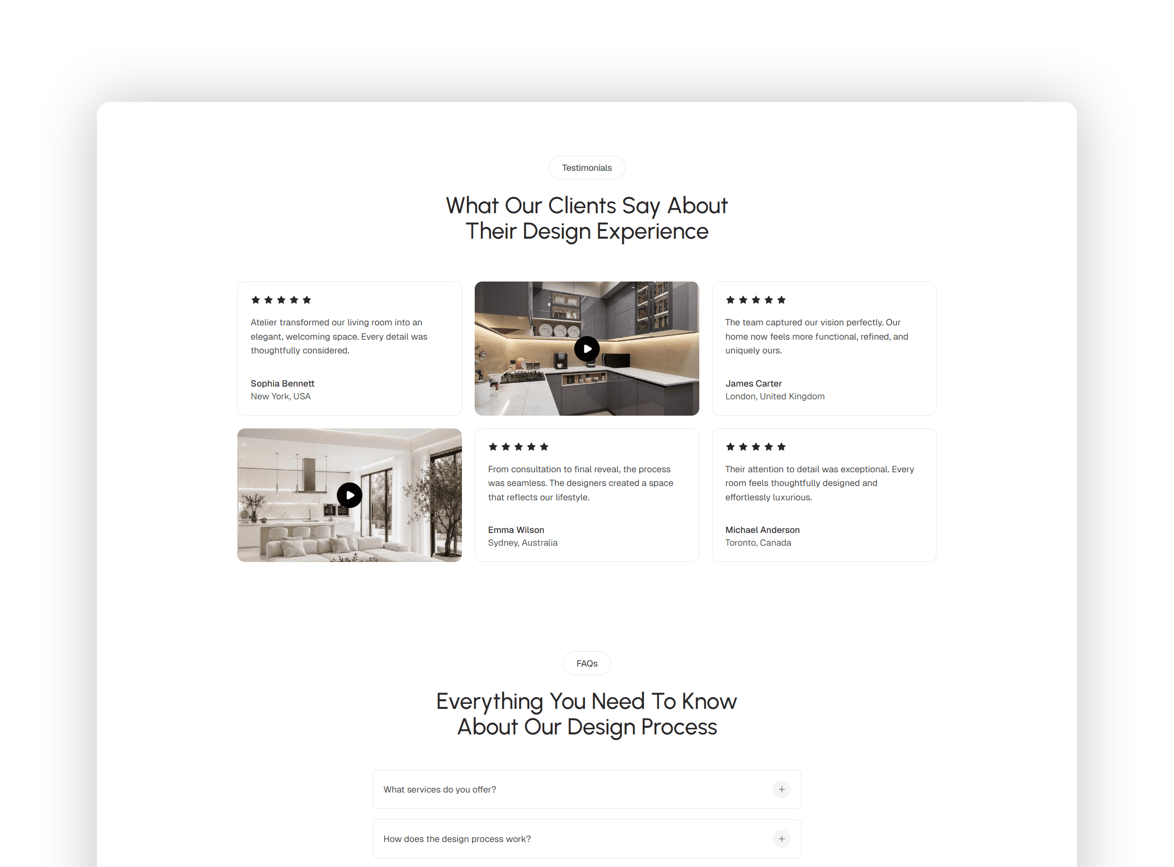 Projects grid displaying modern residential renovations and contemporary kitchen design work with dates and categories