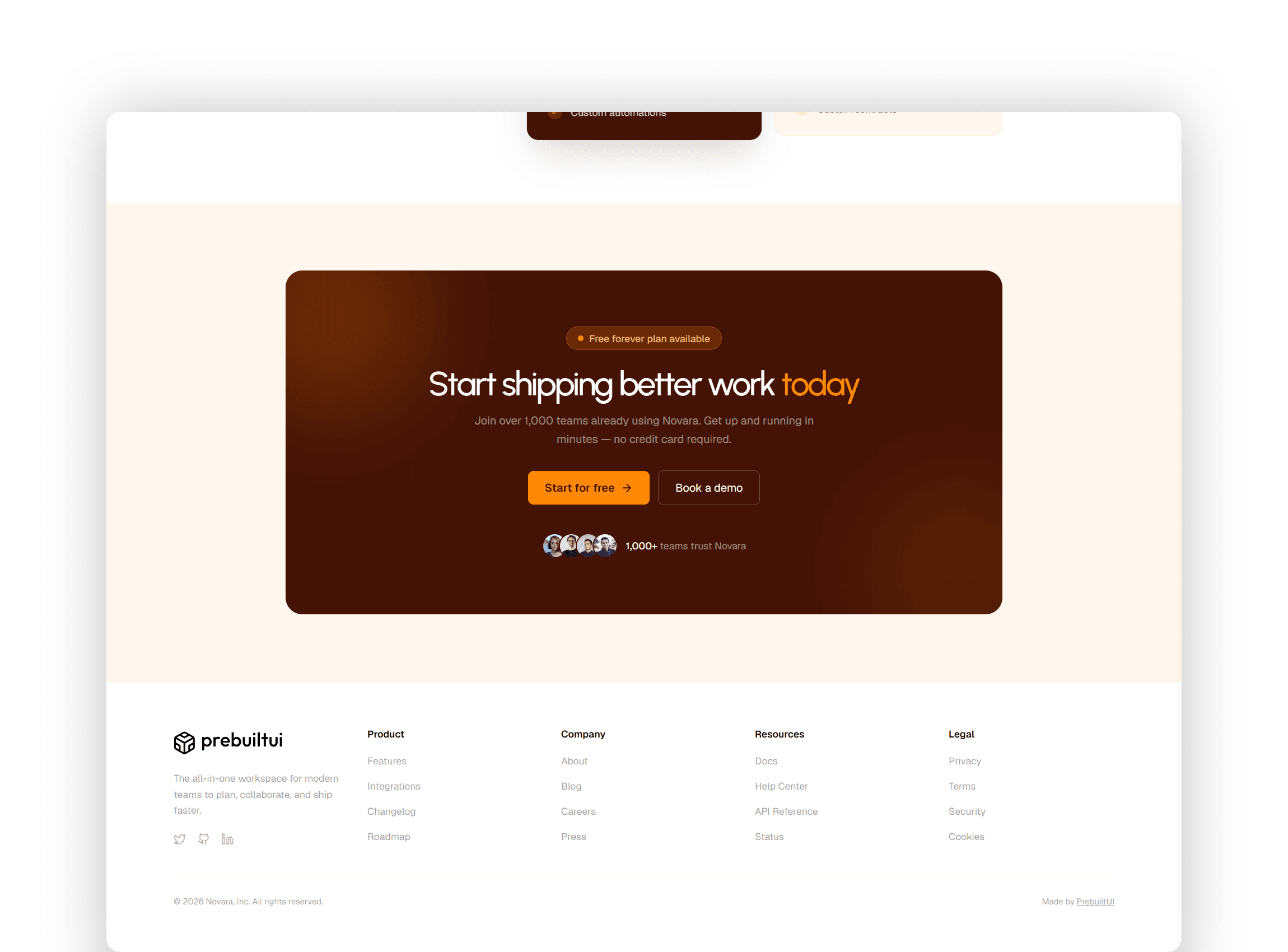 Pricing plans, FAQ, and final call-to-action footer