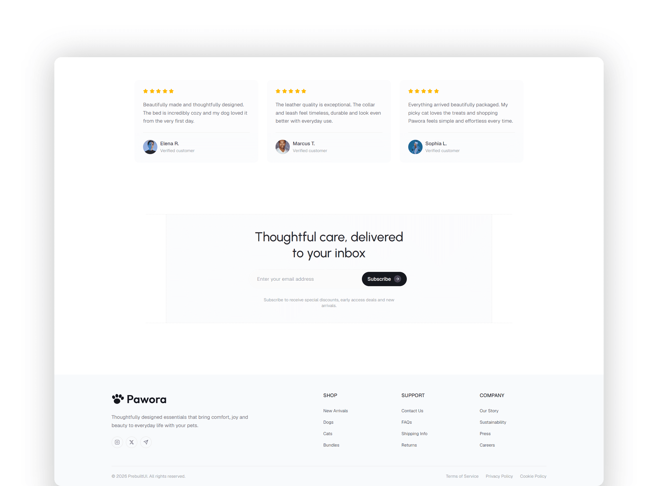 Customer testimonials and community pet reviews