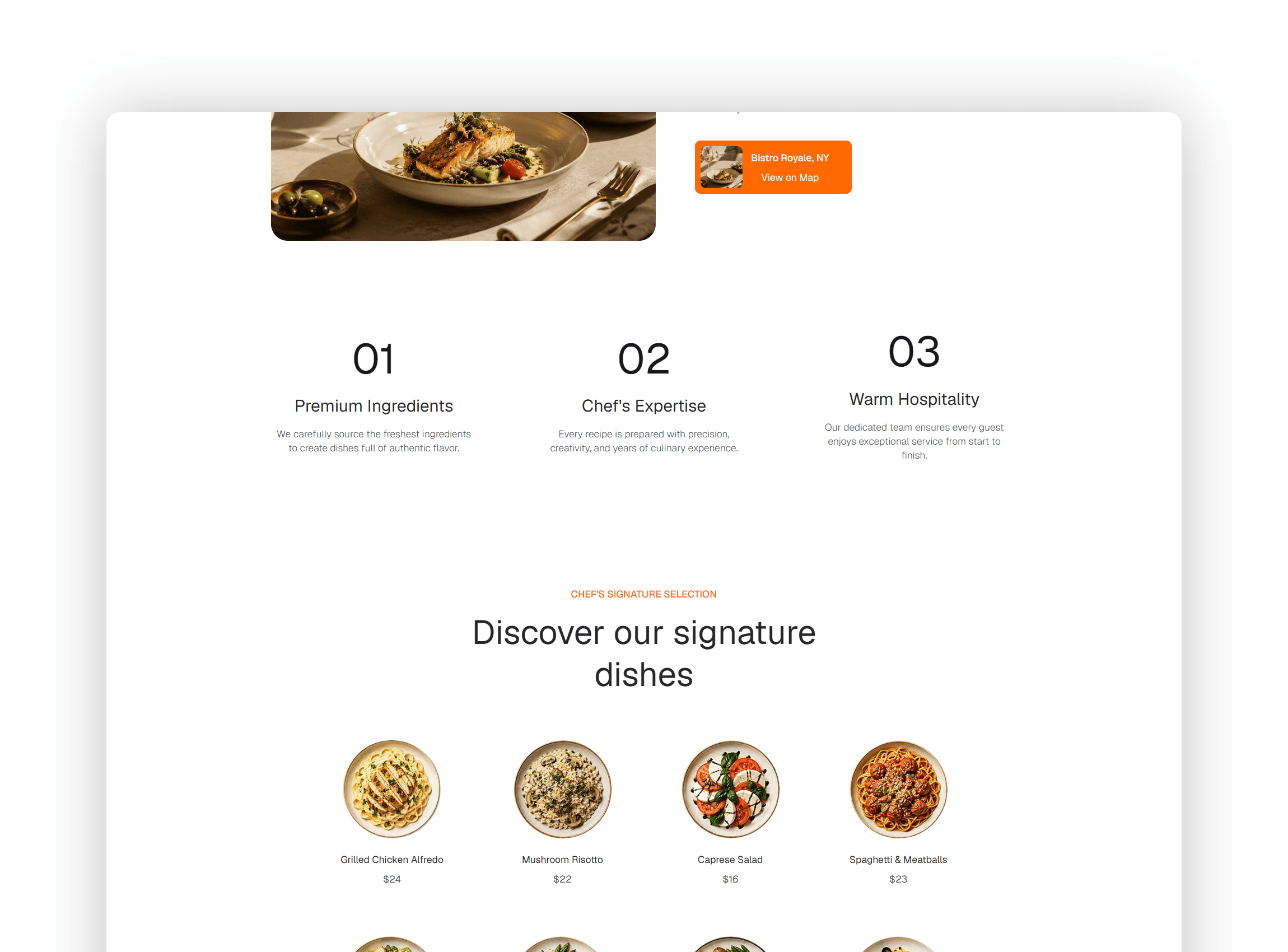 About us section highlighting the restaurant history and culinary philosophy