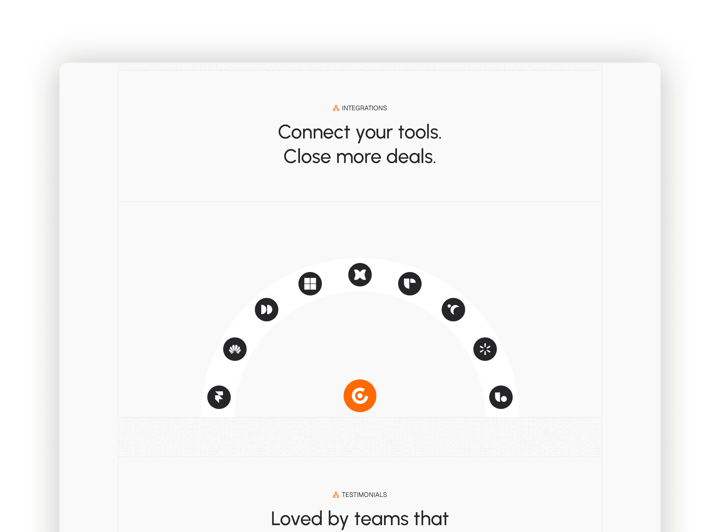Six card CRM core features grid