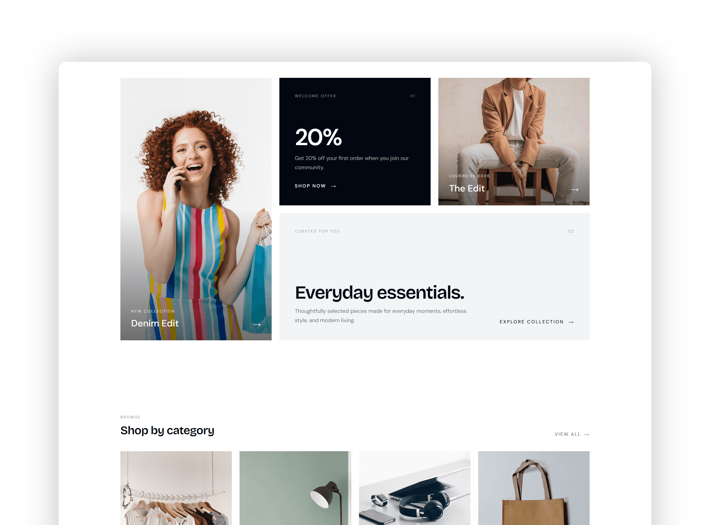 Store highlights and curated editorial collections