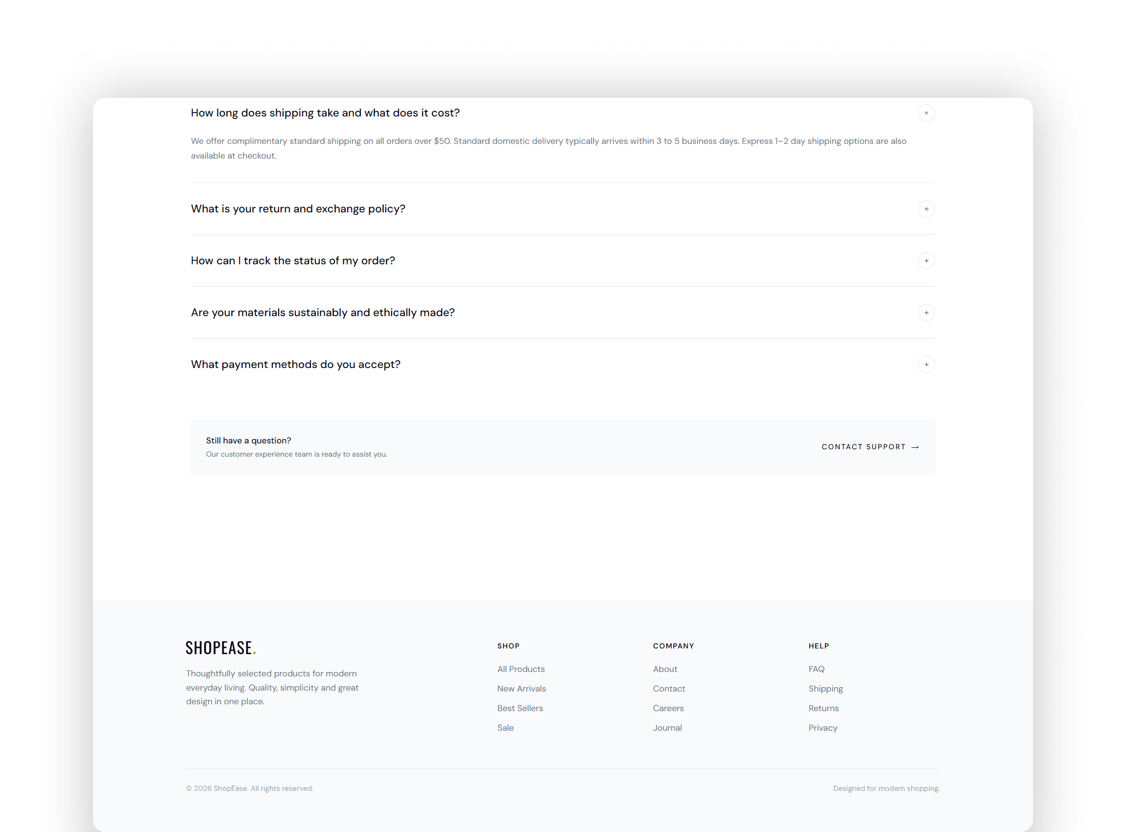 Call to action and interactive accordion