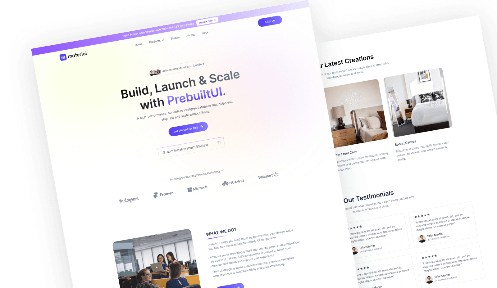 Material - React JS Landing Page Template