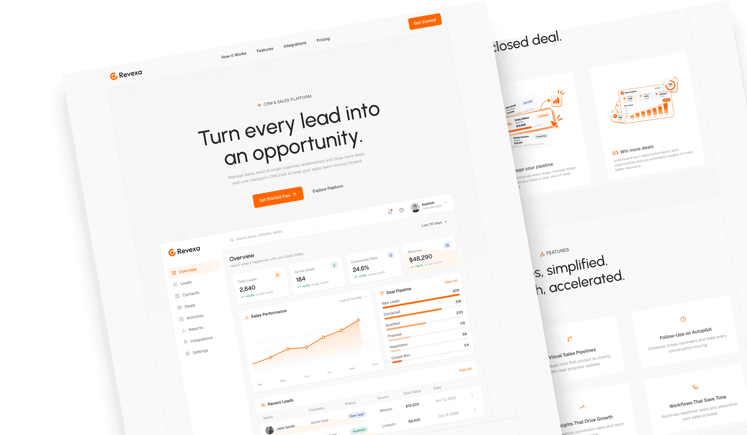 Revexa - React JS CRM and Sales Website Template